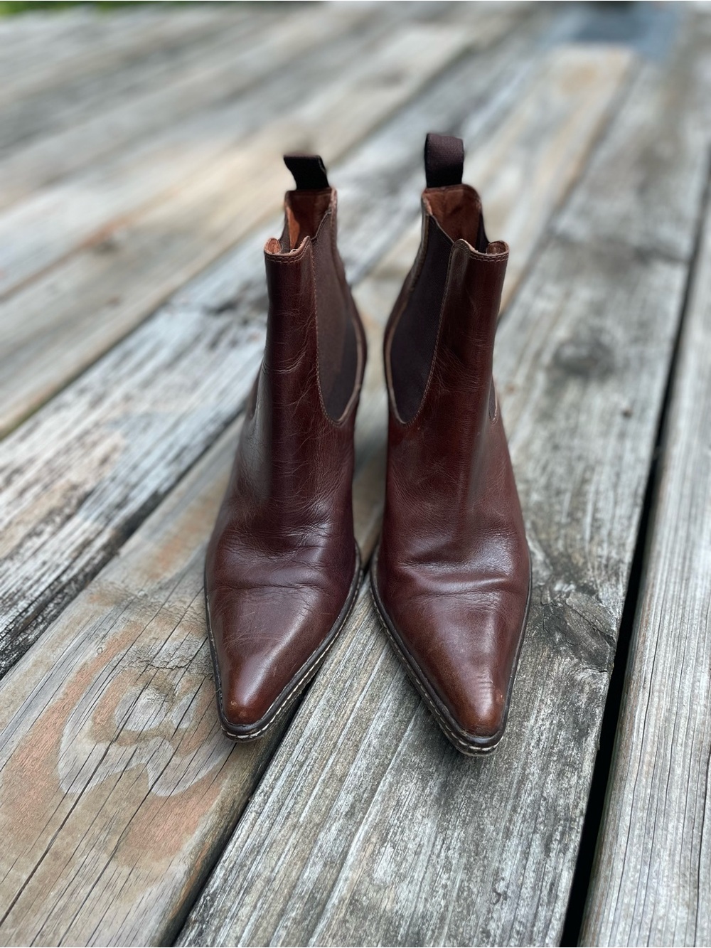 Donald Pliner leather pointed toe ankle boots